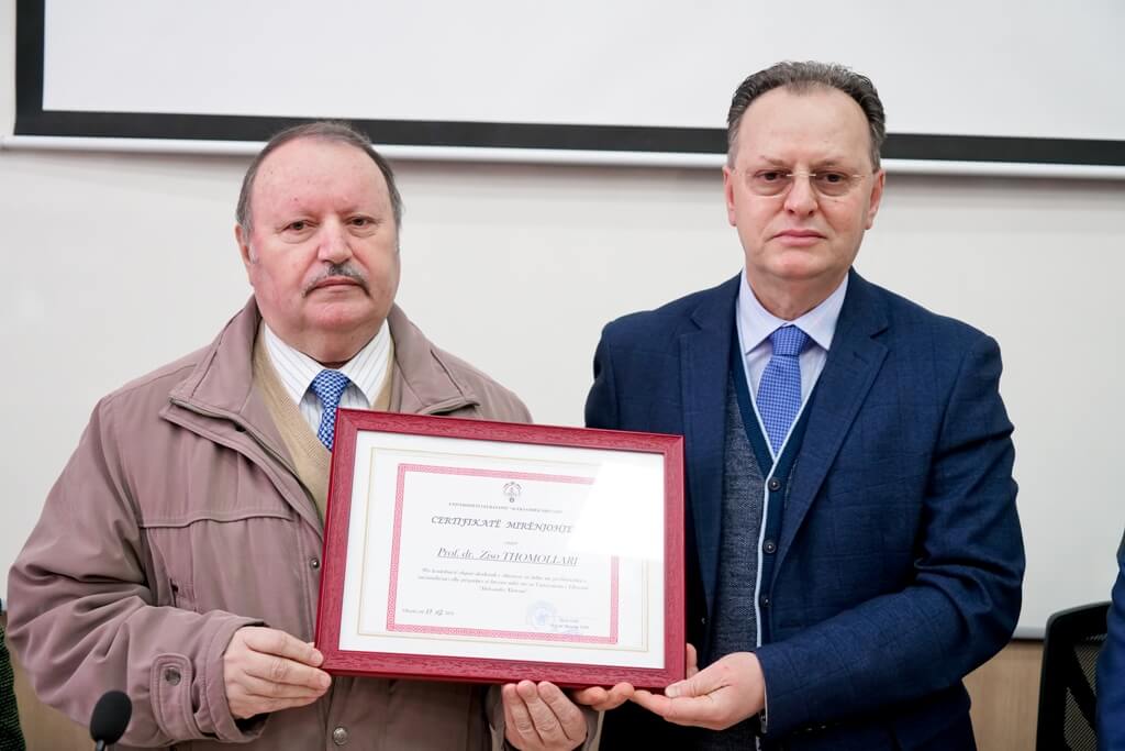 Universiteti i Elbasanit i jep “Certifikatë Mirënjohje” prof. dr. Ziso Thomollari, Uniel